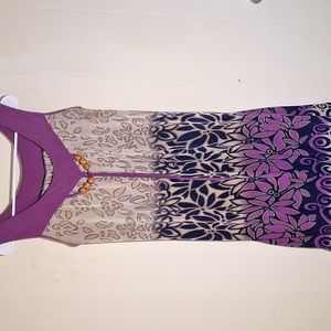 Dress XXL Sleeveless Purple Print Silk Polyester
